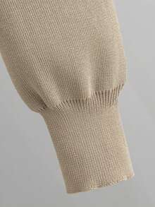 法式时尚优雅秋季女装翻领优质半身裙套装日韩返校季秋冬毛衣女开衫上衣针织修身短裙2件套女套装 - 咖啡棕 - 查看 6