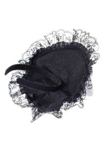 1 件万圣节女巫魔法派对帽头带，蕾丝边闪光服装配饰 - 黑色 - 查看 4