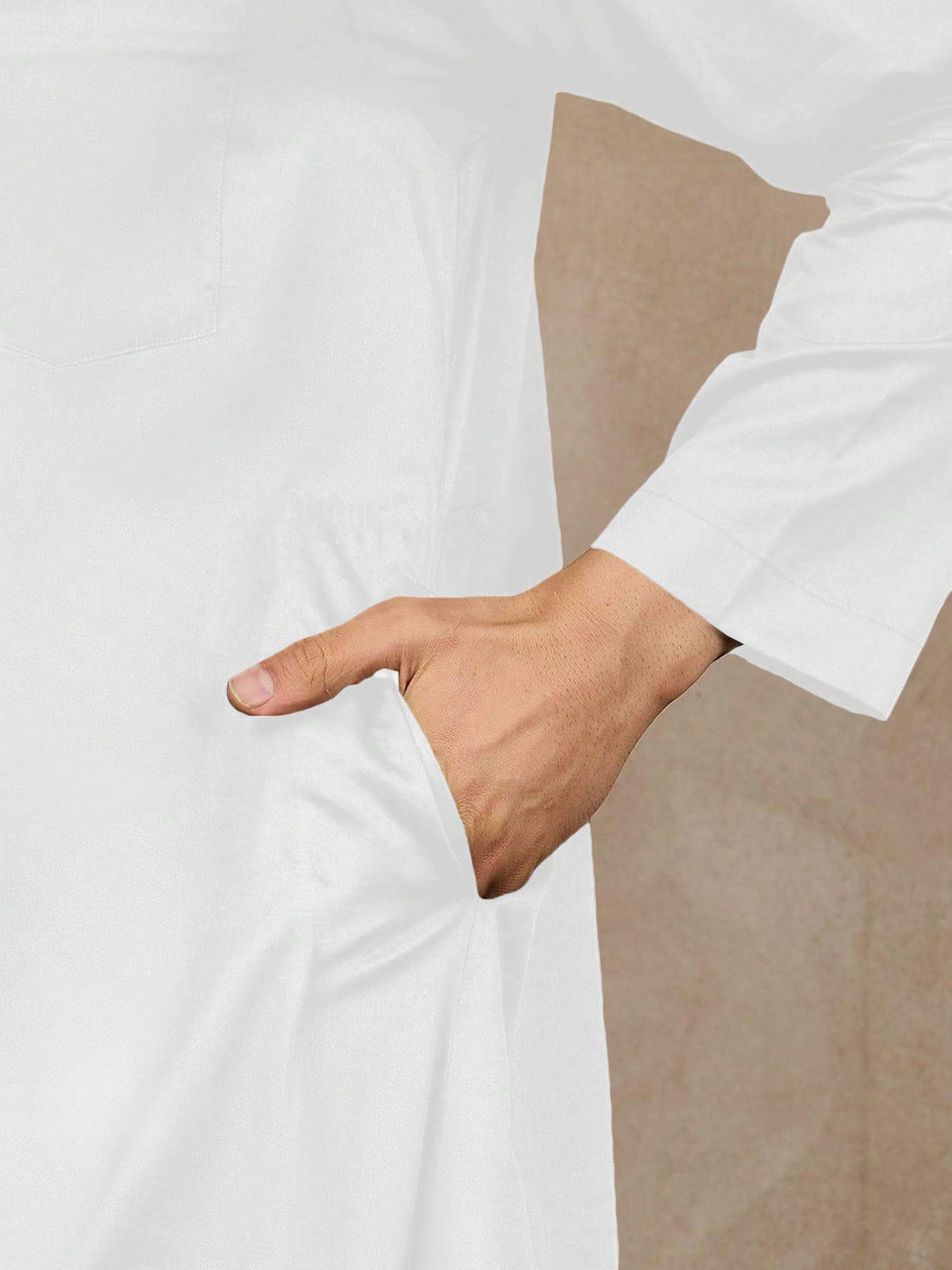 ثوب رجالي كاجوال أحادي اللون للارتداء اليومي، ذو ي...