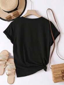 Camiseta informal de mujer de verano PERFECTAMENTE Imperfecta de color negro - Negro - Ver 5