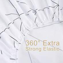 Best Season 4 Piece Bed Sheet Set - Full Size - Soft Microfiber Bedding Sheet Set, Deep Pocket, Stain, Fade & Wrinkle Resistant (Plaid Black & White), Luxury Comfortable - 幾何白 - 查看 3