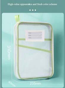 4件装透明文具收纳文件夹热销加厚网状拉链文件包装A4尺寸学校办公用品旅行收纳袋 - 彩色 - 查看 8