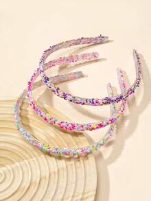 Set 3 Buah Bando Warna-warni Manis dan Berkilau untuk Anak Perempuan (Produk Ini Terbuat dari Plastik) - MultiWarna - View 1