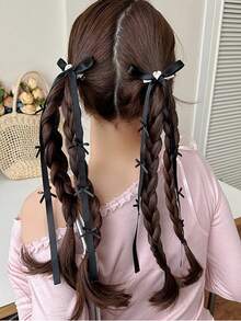 2/10 piezas Accesorios para el cabello de mujer, Pinzas para el cabello con lazo de cinta dulce, Barrettes con lazo de cinta de bailarina, Pinza lateral con borla larga, Decoraciones versátiles para el cabello para uso diario, Atuendo de invierno para mujer, Lazos, Lindos, Elegantes, Accesorios para la cabeza, Horquillas - Multicolor - Ver 9