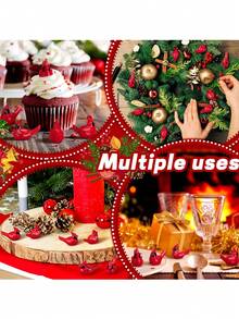 10pcs Mini Resin Red Cardinal Bird Figurines, Tiny Cardinal Ornaments For Christmas Gifts, Xmas Miniature Garden Crafts, Cake Toppers, Christmas Decorations