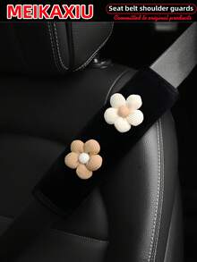 MEIKAXIU 1pc/2pcs New Floral Plush Comfortable Car Seat Belt Shoulder Cover, Safety Belt Decoration, Car Decor, Fashion Business Pink For Women - Small Flower Plush Shoulder Pad - View 25
