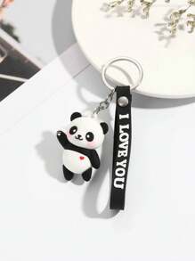 Cute 1pc Black Heart Shaped Waving Bear Design Pvc Keychain Valentine's Day Valentines Souvenir School Car Accessories Goth Y2k Christmas Gift Ideas Bag Accessories Lanyards With Id Holder Car Accessories Bag Charms