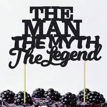 1 Pc The Man The Myth The Legend Cake Topper Glitter Happy Father's Day Cake Pick Dad's Birthday Theme Cake Decorations For Happy Retirement Theme Father's Birthday Party Supplies Black - Multicolor - View 11