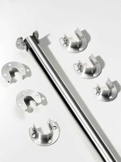 2-8 piezas Soporte de extremo de barra de gabinete, brida abierta, soporte de barra de gabinete en forma de U de acero inoxidable, con tornillos, para gabinete, barra de cortina de ducha (32.5mm/1.27 pulgadas)