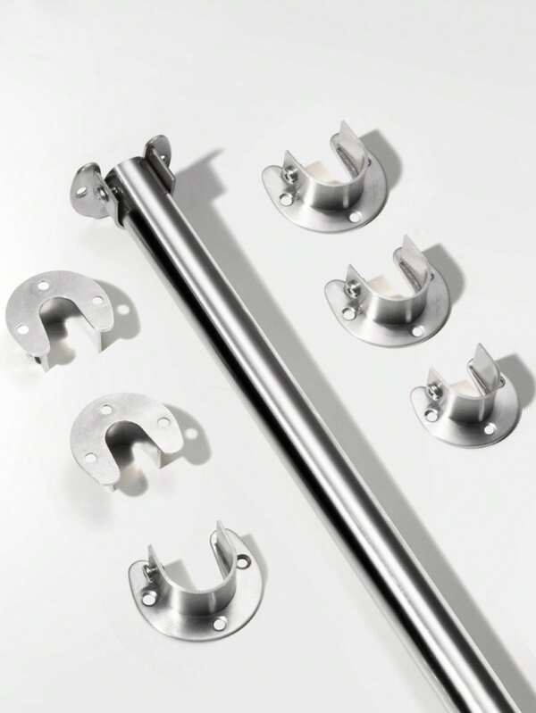 2-8 Pcs Cabinet Pole End Bracket, Open Flange, Stainless Steel U-Shaped Cabinet Pole Socket Socket Flange Sleeve Cabinet Pole Bracket, With Screws, For Cabinet Shower Curtain Rod (32.5mm/1.27 Inches)