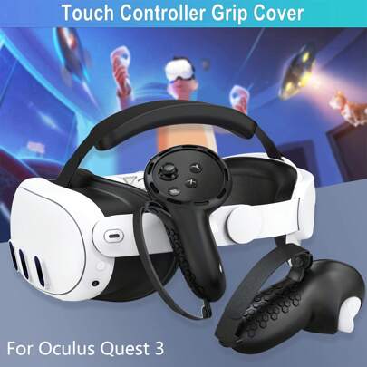 1 Pair Oculus Meta Quest 3 Touch Plus Controller Grip - Non-Slip VR Controller Sleeve With Thumb Stick Grip, Compatible With Oculus Meta Quest 3S, Enhanced Grip Strength For VR Gaming - Suitable For Oculus Meta Quest 3 Users, Immersive Gaming Experience, Secure Strap, Essential For Console Gamers