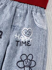 Conjunto de 3 piezas para niña: Suéter informal de manga larga, camiseta estampada y pantalones, para primavera/otoño