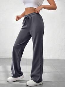 Pants Recto Acanalado Mujer Jareta Ajuste Textura Pana