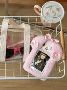 1pc  Melody &  Plush Card Holder, Cute Campus Badge Case With Keychain, Soft Hanging Card Wallet For ID And Access Card - Official Licensed Product