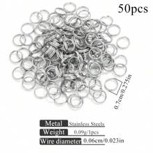 50pcs Stainless Steel Fashion Double Layer Key Ring Open Ring DIY Bracelet Necklace Jewelry Accessories Making