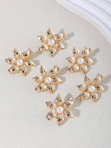 6个简约合金花叶发夹，可爱发饰，适合婚礼、日常、派对、生日、夏季、海滩等场合。 - 金色 - 查看 9