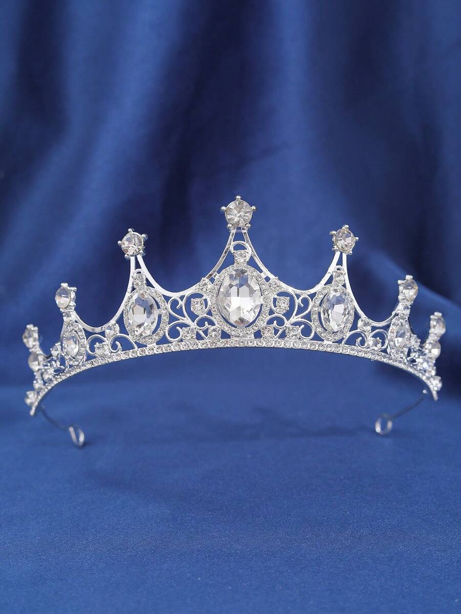 1pc Elegant Classic Crystal Crown Bridal Headpiece, Suitable For Women's Events And Party Attire, Coronas, Tiara, Hair Vine, Accessories - Multicolor - View 1