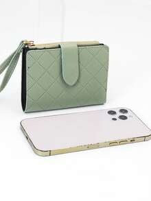 MINGYOU 女士短款鳄鱼压纹多功能迷你手提包钱包卡包女士钱包零钱包小钱包可爱钱包迷你钱包腕带钱包 - 綠色 - 查看 4