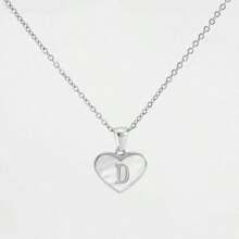 1pc Personalized Heart-Shaped White Shell Initial Necklace Stainless Steel Non Tarnish Women Letter Necklace