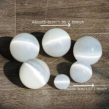 1 Classic Selenite Crystal Ball, Large Handmade Stone Tabletop Decoration For Home, Office, Yoga Room, Ideal For Wedding, Christmas, Halloween, Thanksgiving, Father's Day, Mother's Day - Selenite - View 2