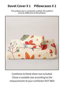 3pcs/Set Halloween Maple Leaves Pumpkin Digital Print Duvet Cover Set(1 Duvet Cover & 2 Pillowcase)Soft And Skin-Friendly Duvet Cover Bedding Set For Home, All Season Bed Sheets Set Halloween Gift - Multicolor - View 11