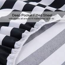 Best Season 4 Piece Bed Sheet Set - Full Size - Soft Microfiber Bedding Sheet Set, Deep Pocket, Stain, Fade & Wrinkle Resistant (Plaid Black & White), Luxury Comfortable - 黑白條紋 - 查看 8