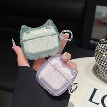 1 件猫耳闪光 TPU 防震耳机盒带金属夹，适用于所有 型号（1st、2nd、3rd、4th、Pro、Pro 2、Pro 3），防刮、防摔且耐用 - 彩色 - 查看 3