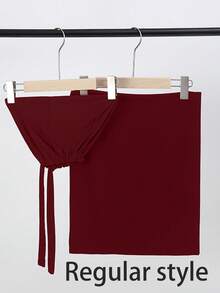 2pcs Women Scarf & Cap Set, Versatile Underscarf Cap Combo, Hijab, Middle East Ramadan Abaya Matching, Elastic Undercap, Chiffon Scarf & Cap Set, Casual Outfit - Burgundy - View 6