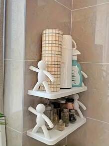 1/2 piezas Estante de almacenamiento (con pegatinas), Estante de almacenamiento con forma de persona pequeña, Estante organizador con forma de persona pequeña sin taladro para montaje en pared, Estante de almacenamiento de capa única/doble, Estante de almacenamiento creativo con forma de persona pequeña para montaje en pared, Estante de almacenamiento de pared para cosméticos en el dormitorio, Estante de especias en la cocina, Estante de artículos de tocador en el baño, Estante de almacenamiento de plástico (estilo aleatorio) para organizador de almacenamiento de mujer, artículos esenciales de viaje, decoración de otoño, Halloween
