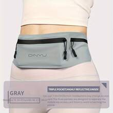 Unisex Running Waist Bag - Lightweight Transparent Phone Pouch With 3 Pockets, Adjustable Invisible Fitness Belt Bag, Suitable For Nighttime And Morning Running, Hiking, Gym - Unisex Durable Design, Running Accessories, Fashion Sports Style, Secure Zipper Closure - Black - View 1