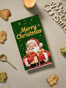 4Pcs 40*60cm/15.74*23.63inch Christmas Wreath Gold Snowflake Red Background Green Background Cleaning Cloth Dish Towel Santa Claus Christmas Tree Holiday Towel Home Kitchen Absorbent Cloth Holiday Tabletop Decor Fabric Christmas Party Decoration Cleaning Decor, Suitable For Christmas Home Kitchen Hand Towel, Decorative Towel. - Multicolor - View 4