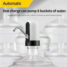 Black Water Bottle Pump USB Charging Auto Electric Water Dispenser Pump One Click Bottle Water Pump One Click Auto Switch Drinking Dispenser - Blanco - Ver 2