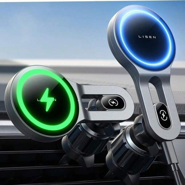 For 15W MagSafe Car Mount Charger IPhone 16 Wireless Car Charger Magnetic Phone Holder Mount Car Phone Mount Charger Vent Fit For IPhone 16 15 Pro Max 14 13 12 MagSafe Cases