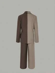 Damen Lässig vielseitige Pendler Farbblock Langarm Blazer Anzug Set, Ganzjährig