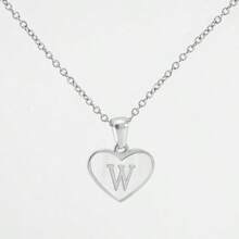 1pc Personalized Heart-Shaped White Shell Initial Necklace Stainless Steel Non Tarnish Women Letter Necklace