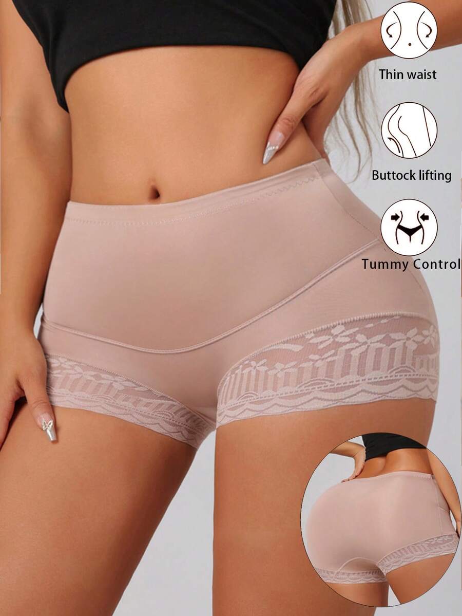 Women's Mid-Waist Lace Shapewear Pants, Tummy Control, Seamless, Thin, Comfortable Slimming Leggings