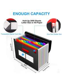 12/24/36 bolsillos Carpeta de archivo expandible organizadora, Organizador portátil de facturas mensuales y documentos fiscales, Documentos tamaño A4 con etiquetas en blanco, pestañas de colores, Esenciales para la escuela, el hogar y la oficina, Suministros escolares, Regreso a clases