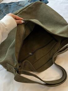 大容量复古帆布托特包，可折叠，带安全拉链，轻便，三合一单肩包/斜挎包，适合学生，非常适合通勤、上学和旅行，极简主义，现代日本都市男孩日常包