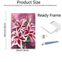 طقم الرسم الزيتي الرقمي DIY للكبار، 20*30 سم مع الألوان والفرش، مثالي للتخفيف من التوتر، الرسم بالأرقام، لوحة مرقمة يدوية، تصميم كانفاس ملون بالزهور، ديكور جداري للغرفة، جدارية، رسم للمبتدئين، هدية مثالية للأصدقاء - احمر خشبي - مشاهدة 4