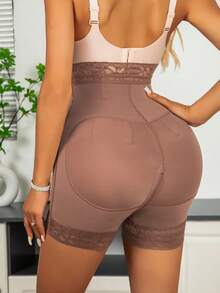 Gaine amincissante taille haute pour femmes, affine naturellement le ventre et les cuisses, gaine de maintien ferme pour forme de dentelle - Prune - Voir 3