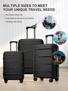 Floless Luggage Sets 2 Pieces Hard Shell Travel Carry On Luggage Hard Shell Travel Trolley 4 Spinner Wheels Lightweight Polypropylene Suitcase With TSA Lock Spinner 20in+13in Large Checked Travel Suitcases Durable Travel Luggage