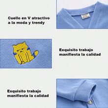 Nuevo Chaqueto para Niños de Otoño/Primavera, Color Sólido con Bordado Infantil, Blusa Infantil Casual de Tejido de Punto - Amarillo - Ver 5