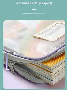 4件装透明文具收纳文件夹热销加厚网状拉链文件包装A4尺寸学校办公用品旅行收纳袋 - 彩色 - 查看 4