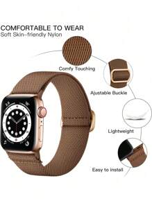 Pulseira de Relógio de Nylon Compatível com Apple Band, Macia, Respirável e Elástica, Pulseira de Relógio de Nylon Esportiva Compatível com Apple Watch 38/40/41/42/44/45/46/49mm, Pulseira de Relógio Compatível com Apple Watch Ultra/11/10/9/8/7/5/6/4/3/Se, Pulseiras de Relógio Masculinas e Femininas, Ajuste o Comprimento à Mão, Fácil de Usar