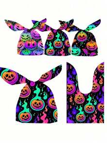 50pcs Halloween Candy Bags, Halloween Pumpkin Candy Bags, Party Gift Bags, With 2 Long Shoulder Straps, Suitable For Halloween Trick Or Treat, Autumn Thanksgiving Horror Theme Party, Halloween Decoration, Halloween Party Favors, Halloween Party Supplies - Multicolor - View 1