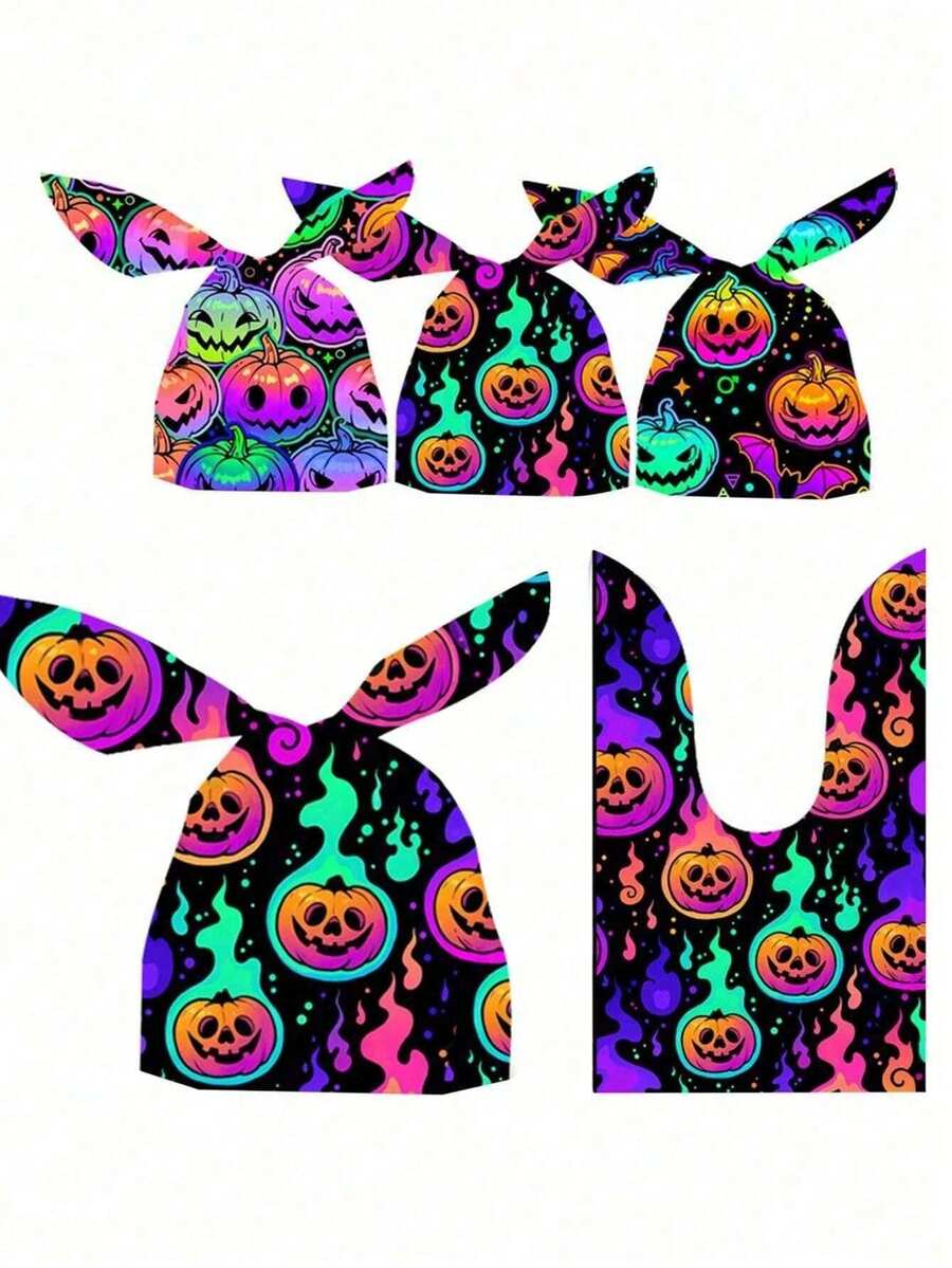 50pcs Halloween Candy Bags, Halloween Pumpkin Candy Bags, Party Gift Bags, With 2 Long Shoulder Straps, Suitable For Halloween Trick Or Treat, Autumn Thanksgiving Horror Theme Party, Halloween Decoration, Halloween Party Favors, Halloween Party Supplies - Multicolor - View 1
