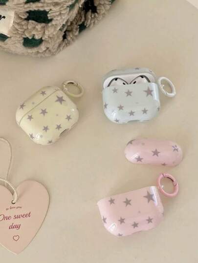 极简粉色、蓝色、黄色、灰色、星形图案 Pro 2/Pro/4/3/2 手机壳，时尚简约女士耳机壳，兼容 Apple