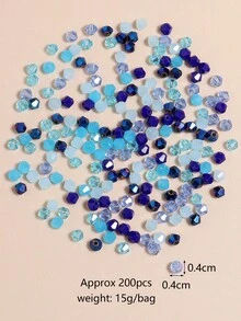 1 Pack Assorted Blue Glass Crystal Spike Beads, Random Shades - Blue - View 5