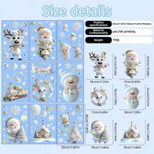 9PCS/Set Christmas Window Cling Stickers ,Happy Christmas Snowman Elk Decal White Stereo Static Sticker For Home Shop Display Winter Glass Christmas Decoration