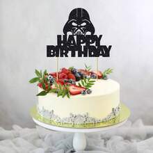 1Pc Alien War Happy Birthday Cake Topper Kim tuyến đen Alien War Cake Decorations Star Themed Birthday Cake Topper Party Supplies - Nhiều màu - Xem 10